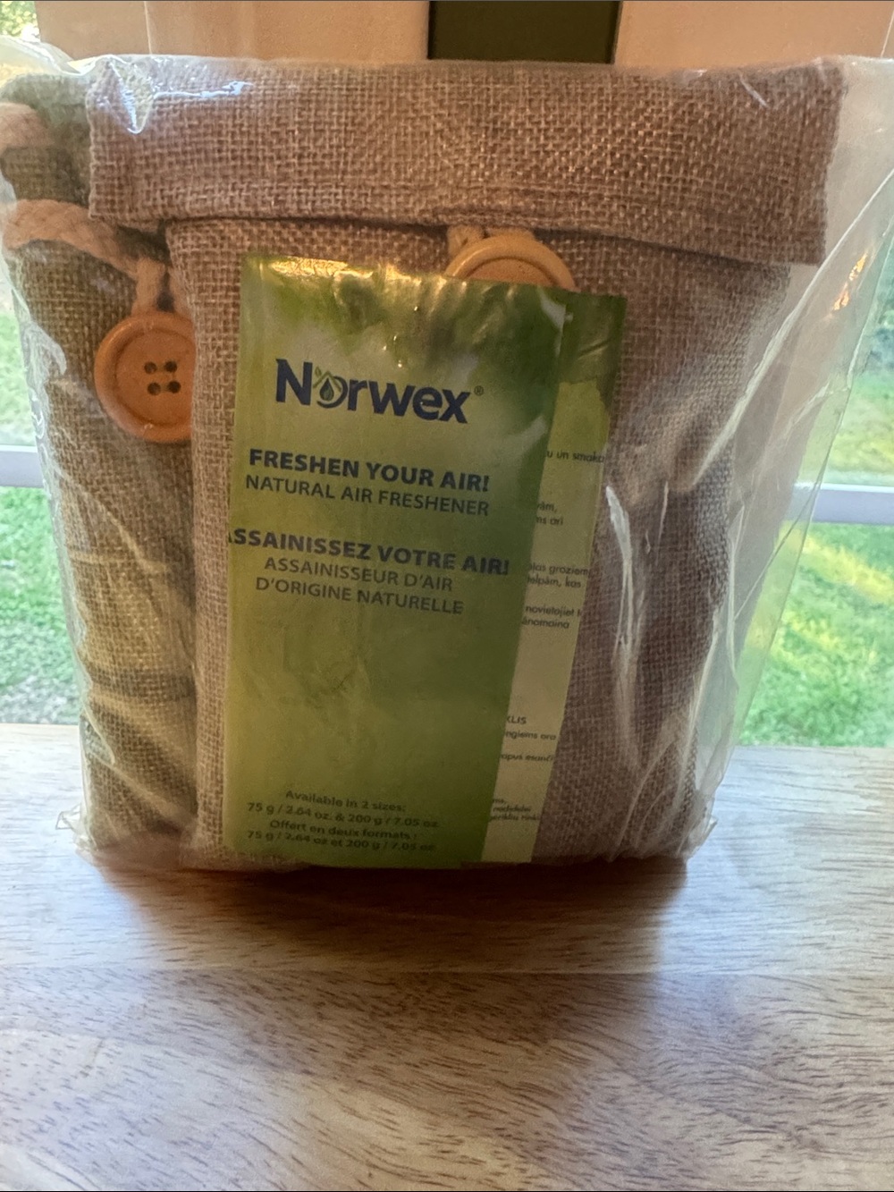 Norwex Natural Air Freshener Sachet - Beige with Wooden Button